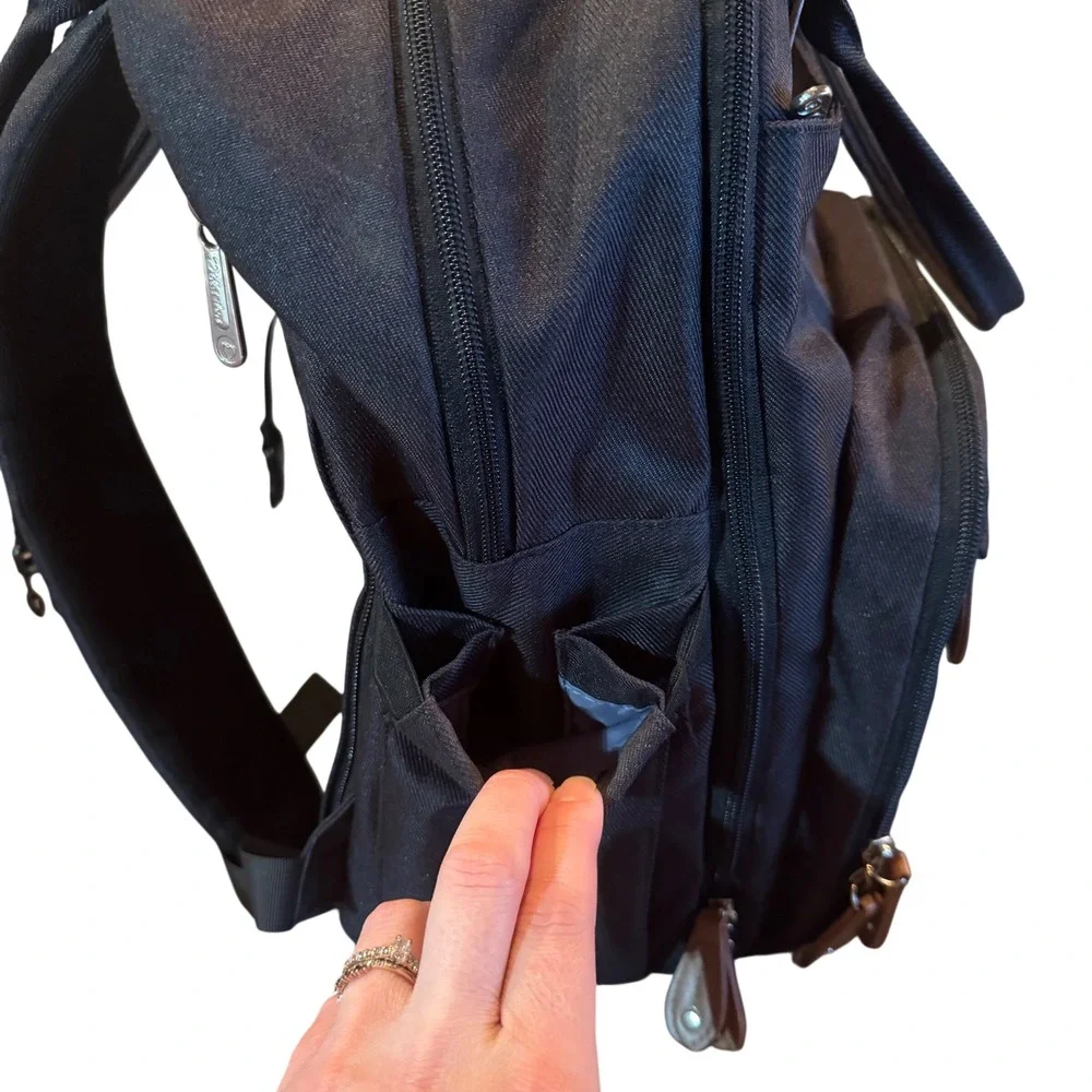 Dikaslon Black Diaper Bag Backpack With Pacifier Case & Stroller Straps